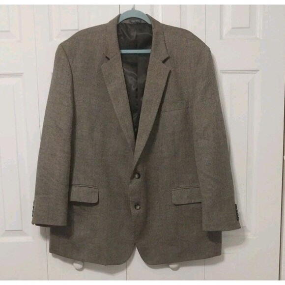 Stafford Other - Stafford Men’s 100% Merino Wool Brown Gray Sport Coat Classic Fit Size 52R